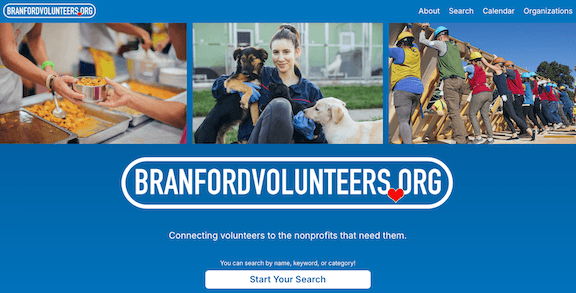 A screenshot of BranfordVolunteers.org