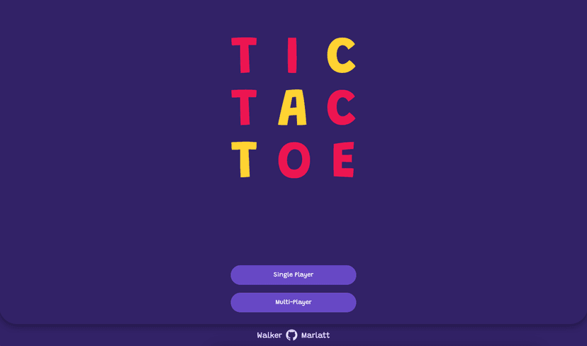 A screenshot of the tic tac toe homepage
